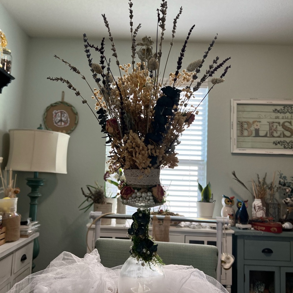 Green and Red Faux Floral Accent Arrangement
